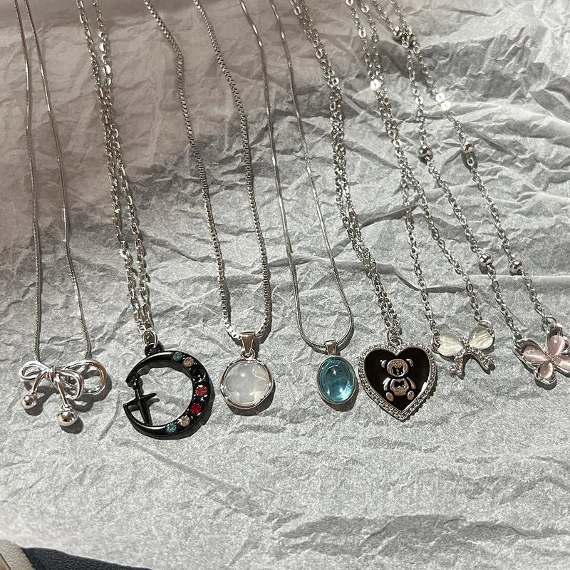 Kpop Double Layer Heart Necklace Women’s Pendant Chain
