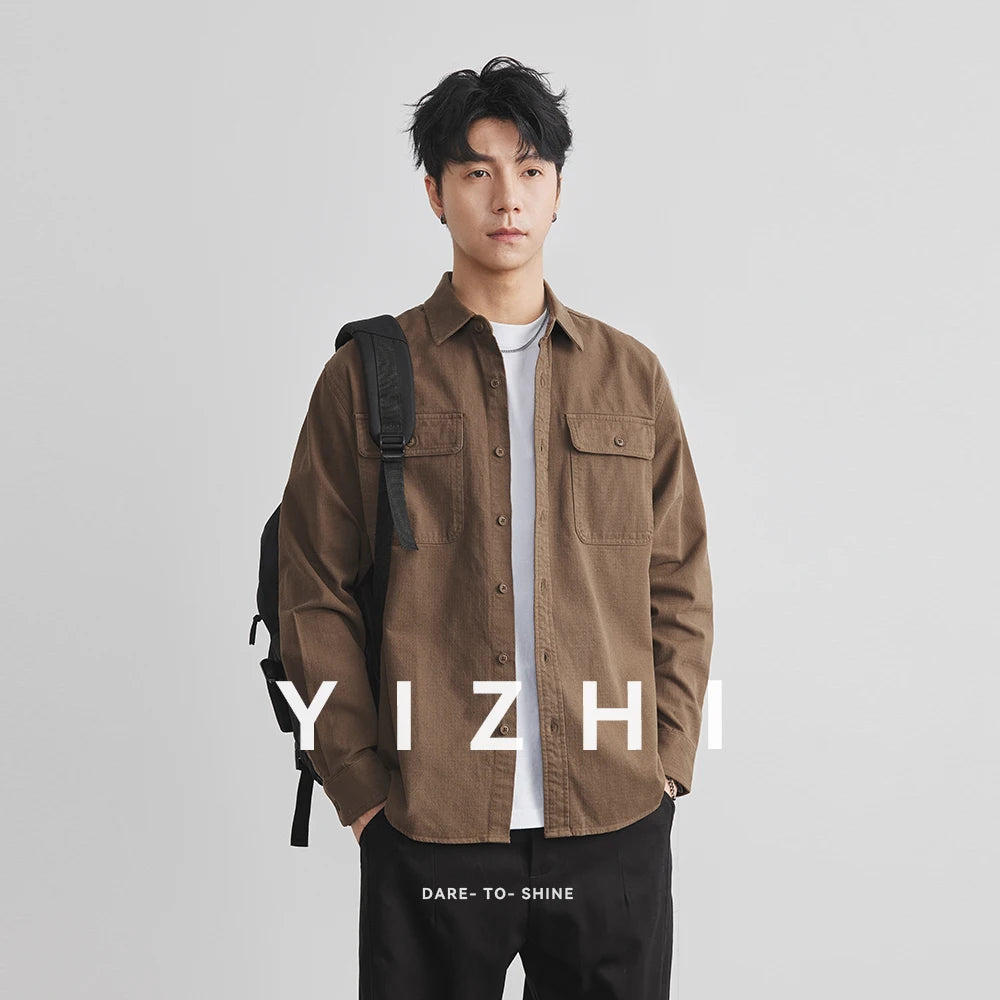 Men’s Cotton Work Shirt Jacket – Autumn Outdoor Safari Style