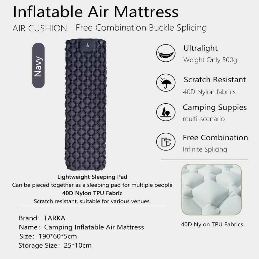 Camping Inflatable Air Mattress Portable Sleeping Pad for Hiking