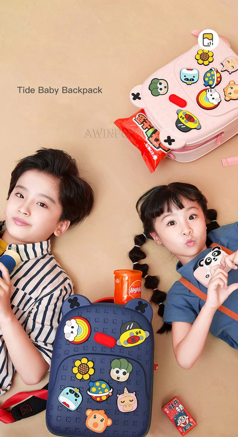 Fashion DIY Cartoon School Bags for Kids Boys Waterproof Children School Backpacks for Girls Kindergarten Kawaii Book Bag Gift