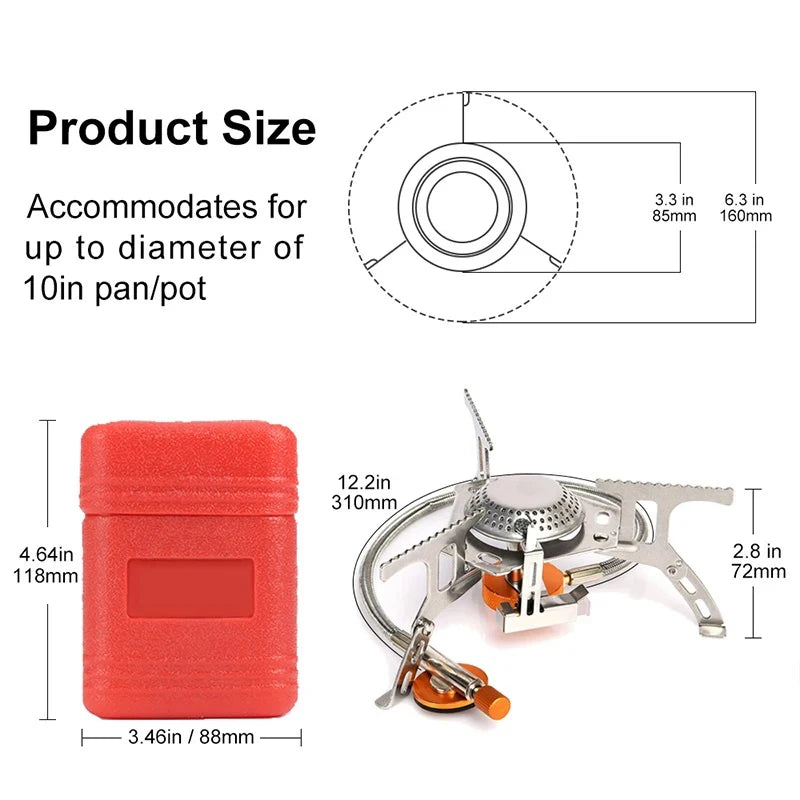 KIQUNE Portable Camping Gas Stove 3500W Outdoor Cooking