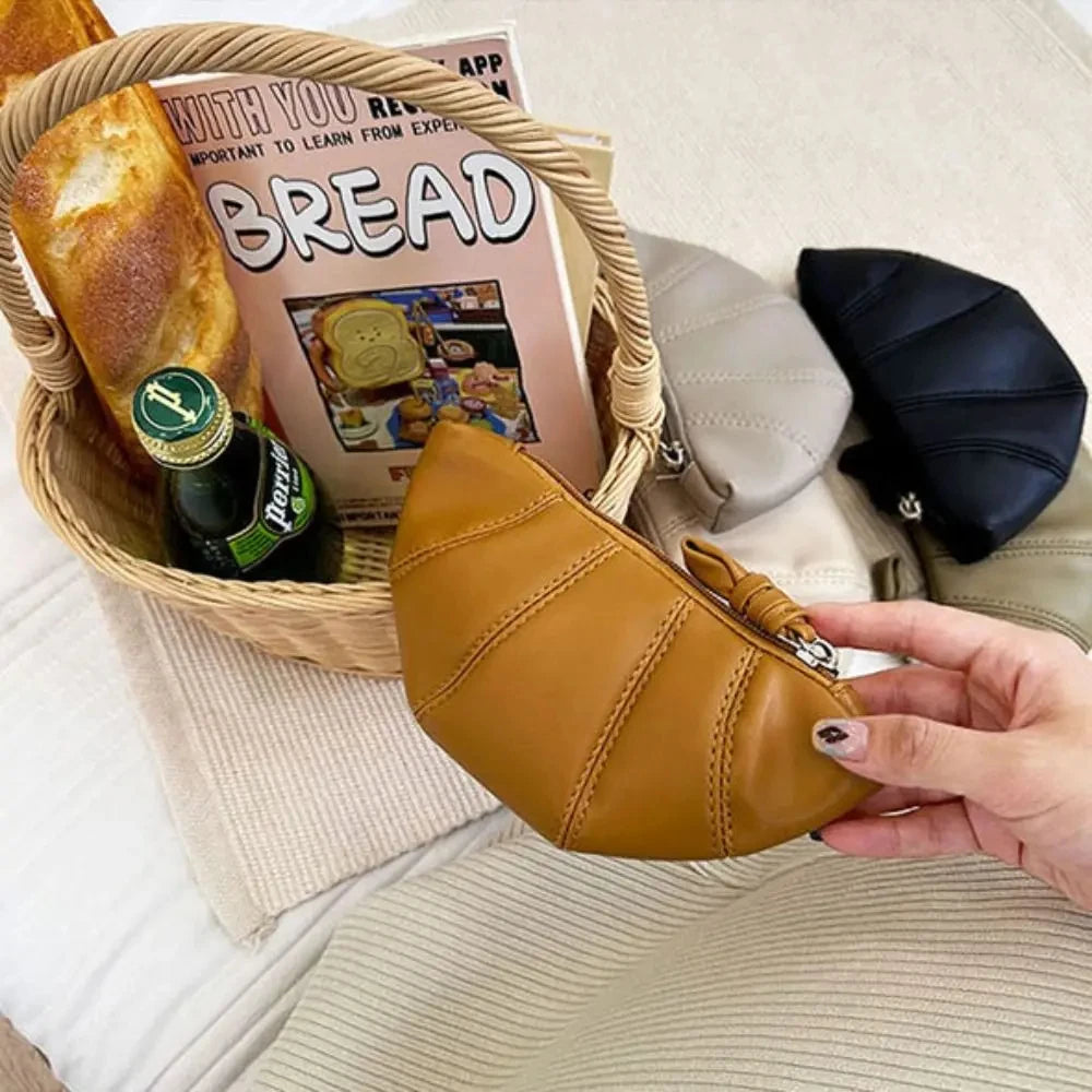 French Croissant Zipper Wallet & Makeup Handbag