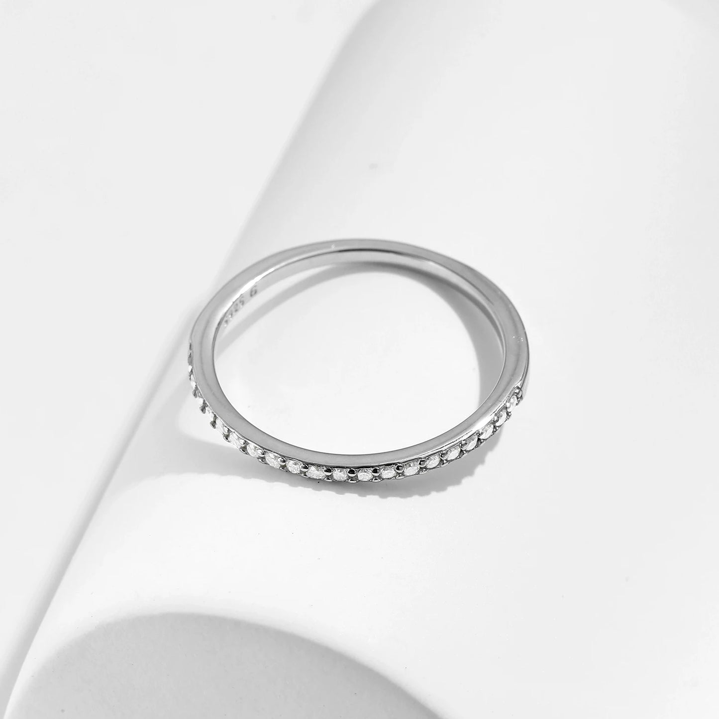 Moissanite Eternity Ring – 925 Sterling Silver Band