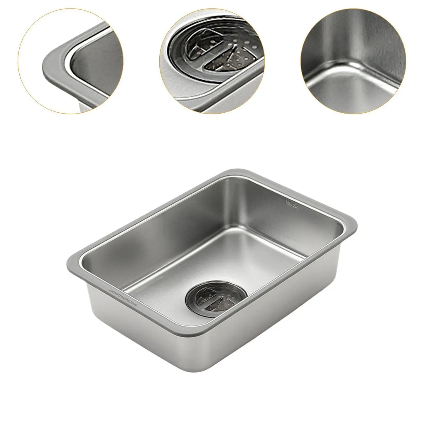 Stainless Steel Camping Sink Camping Table Sink Basin for Picnic Camping RV