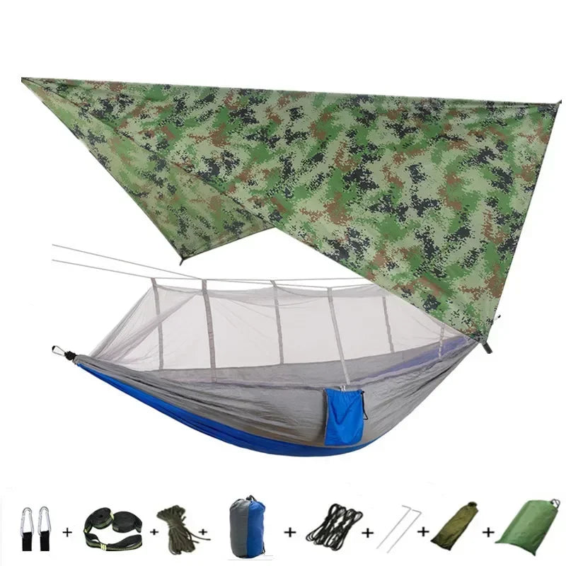 Swallowtail Camping Hammock with Mosquito Net & Rainfly