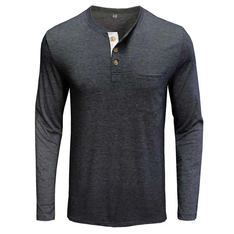 Men’s Casual Long Sleeve Elastic T-Shirt