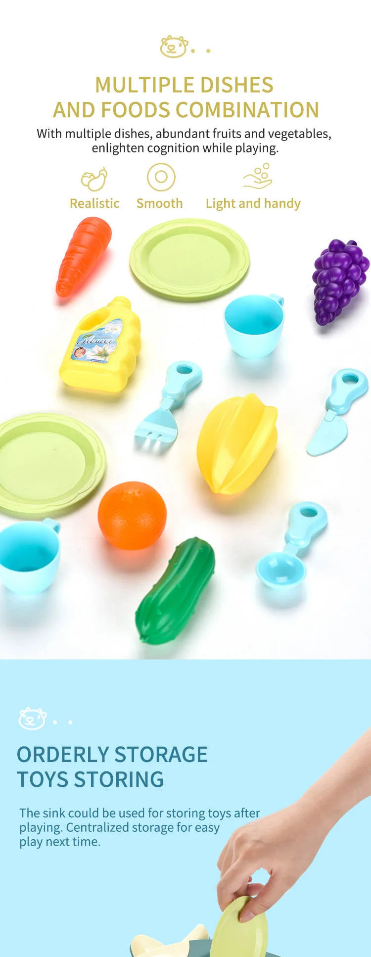Kids Kitchen Sink Toy Set – Electric Pretend Play Dishwasher