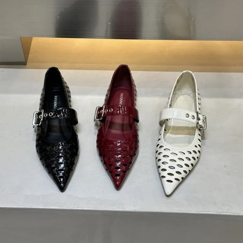 Women Sandals Pointed Toe  Flats Hollow Loafers Shoes