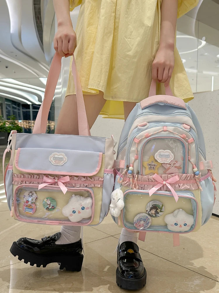 Large Capaci Children's School Bag Set for Girls Primary And Middle School Double oulder Bapa Sweet College Sle
