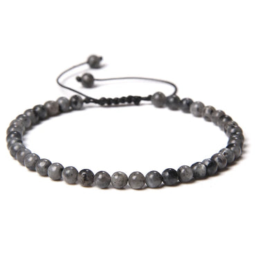 4MM Natural Stone Beaded Bracelet – Adjustable Unisex Quartz