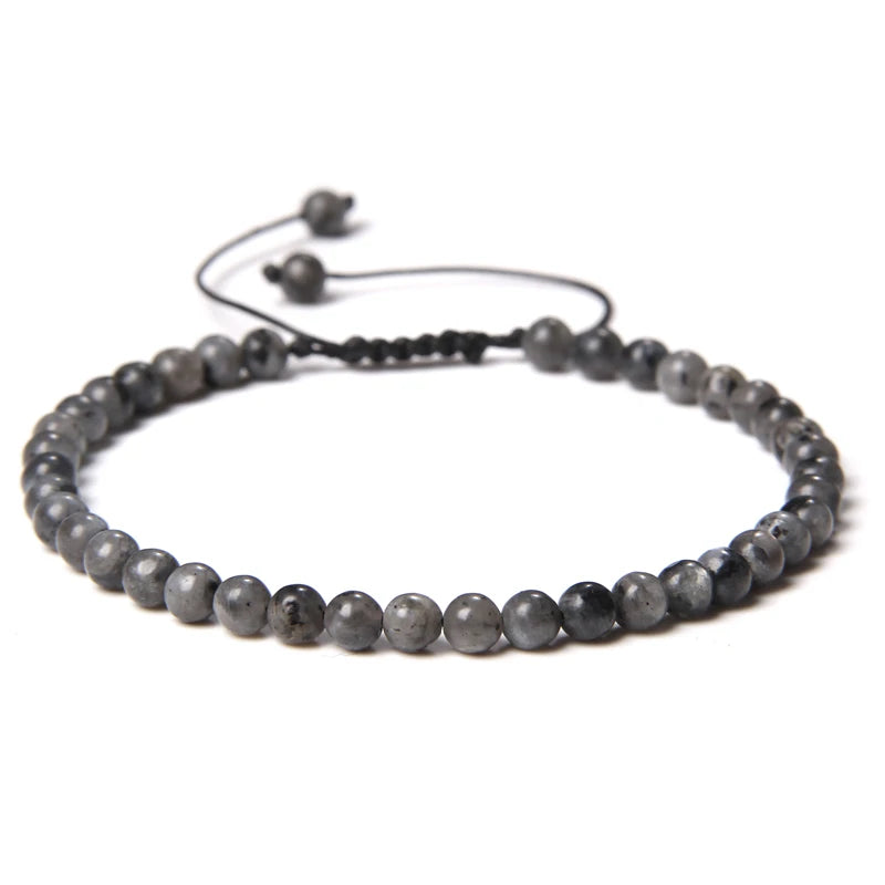4MM Natural Stone Beaded Bracelet – Adjustable Unisex Quartz