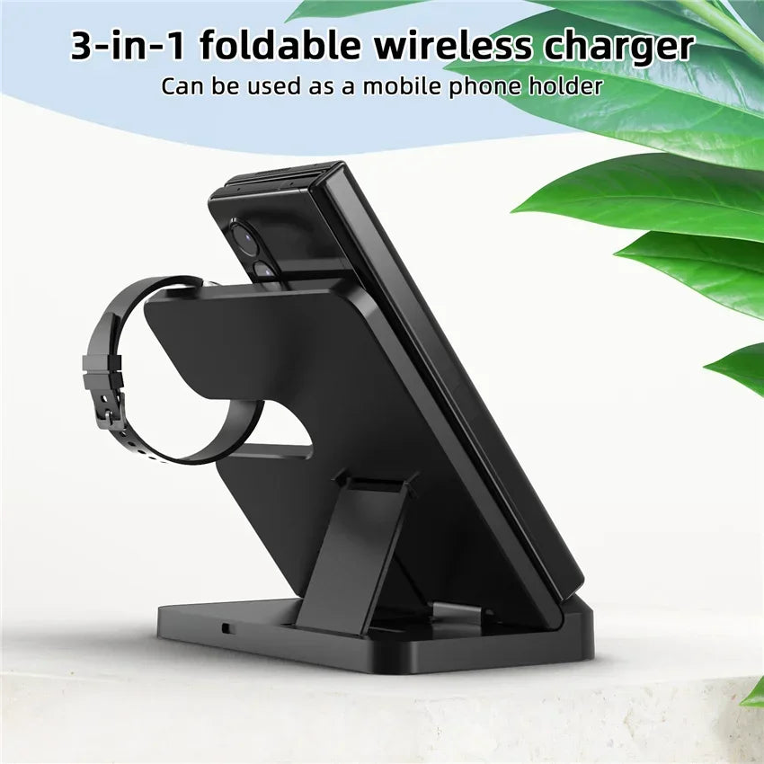 VIKEFON 100W 3 in 1 Wireless Charger Stand For Samsung Fold S22 Untra Galaxy Watch 5 4 3 Active Buds Fast Charging Dock Station