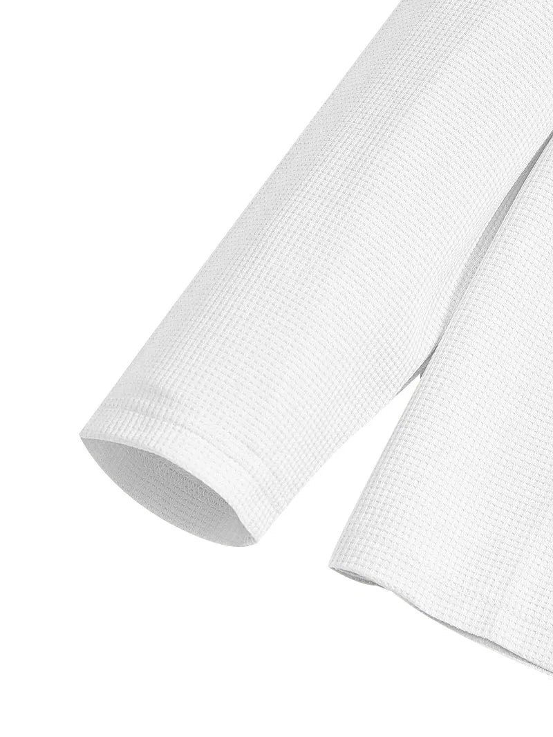 Spring and Autumn Men's Clothing Waffle Fabric Men's Suit Fashion Casual Zipper and Lapel Long Sleeve POLO Shirt Trousers Suit