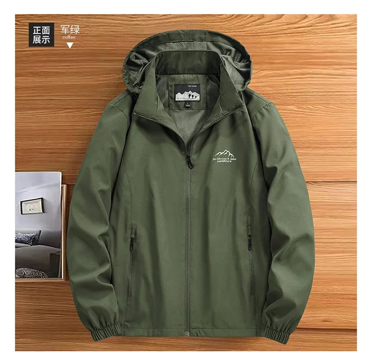 Men’s Hooded Windbreaker Jacket – Autumn Winter Casual Coat