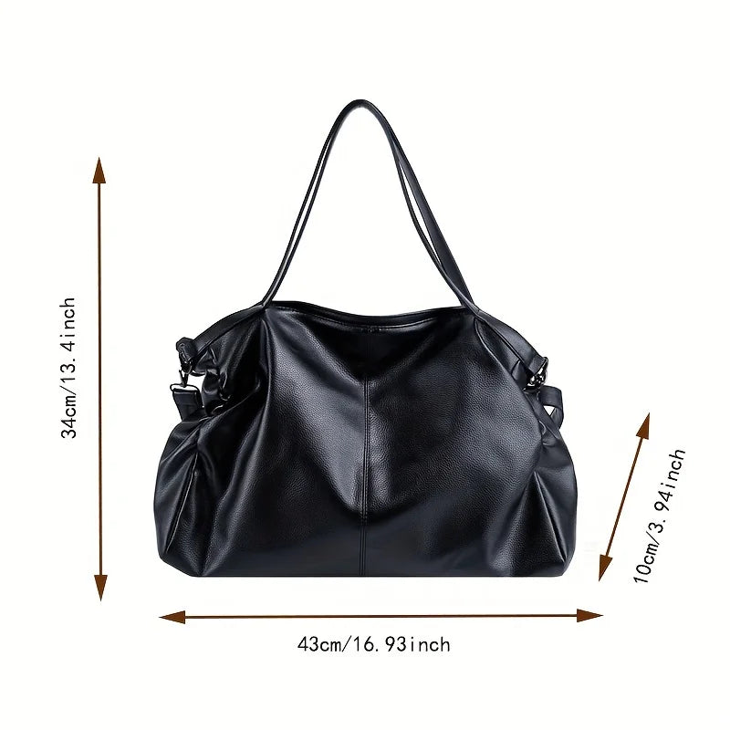 Big Black Shoulder Bag for Women Soft Leather Travel Tote