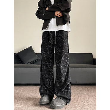 Men’s Corduroy Tie-Dye Cargo Pants Loose Autumn Trousers