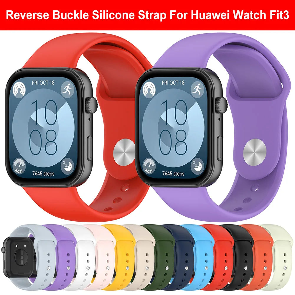 Silicone Sport Strap Sweatproof Sport Strap Adjustable Sport Band Replacement Sport Watchband for Huawei Watch FIT 3 Accessories