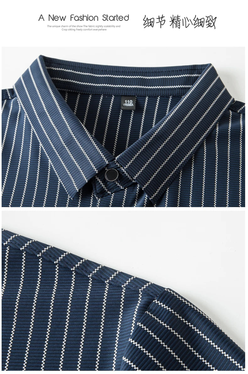 Men’s Striped Short Sleeve Shirt – Business Casual Summer