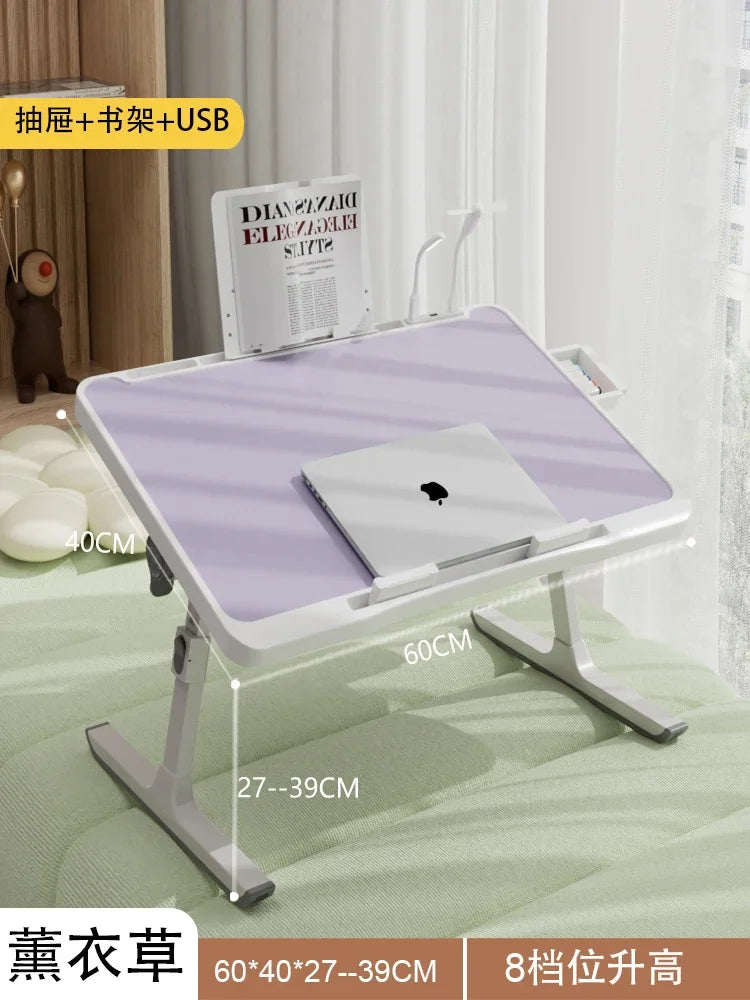 Modern Wooden Office Desk with Keyboard Shelf & Wheels