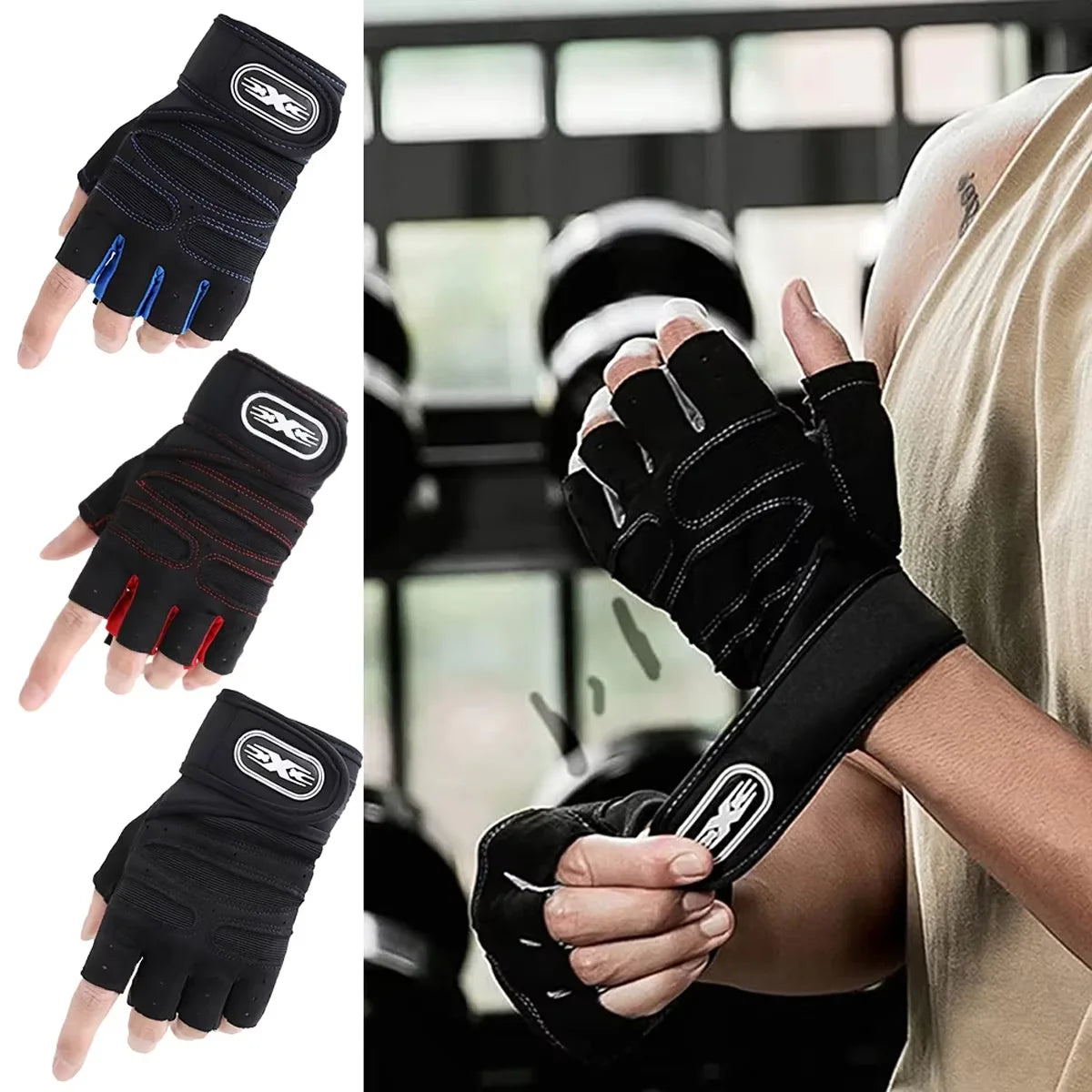Men's Unisex Fitness & Weightlifting Gloves with Wrist Support