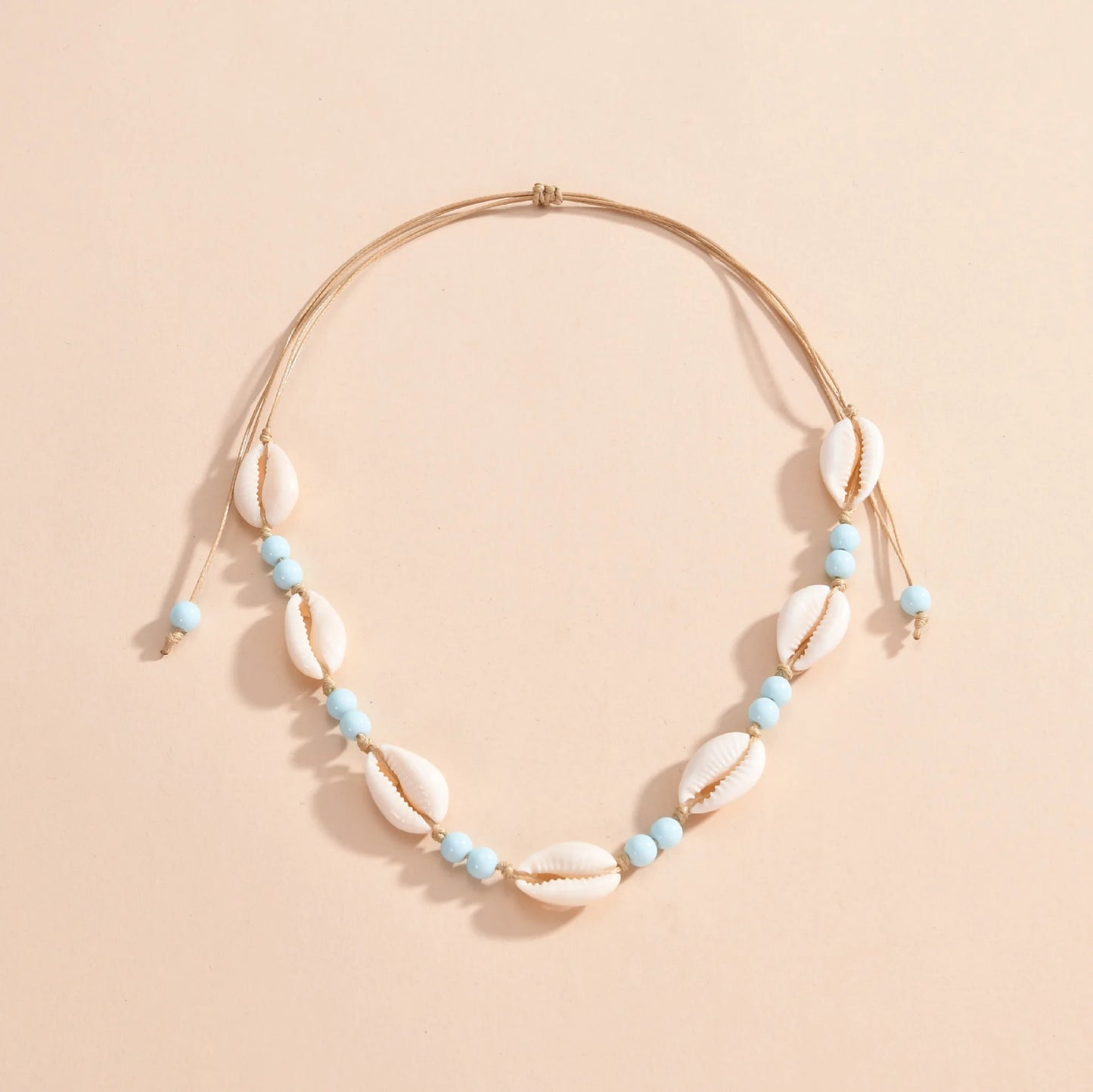 Shell Bead Pendant Necklace – Handmade Adjustable Beach