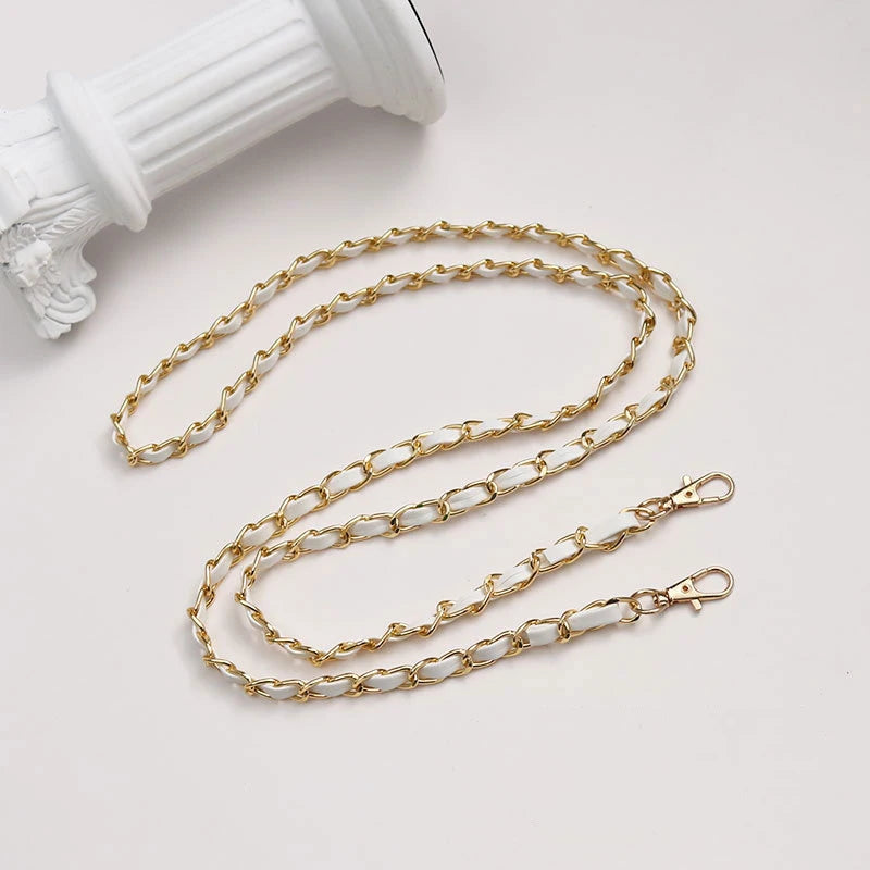 PU Leather Metal Chain Accessories Crossbody Shoulder Portable Wrist Bag Chain Strap Replacement Luggage Accessories Versatile
