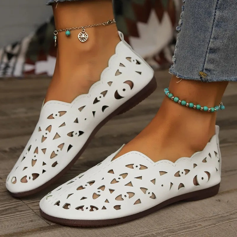 Women’s Genuine Leather Flat Shoes – Mary Jane Slip-On