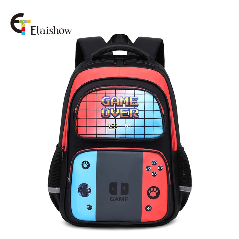 Back To School Game Console Pattern DIY School Bags for Primary and Secondary Students Lunch Bag Shoulder Bags Three Sets