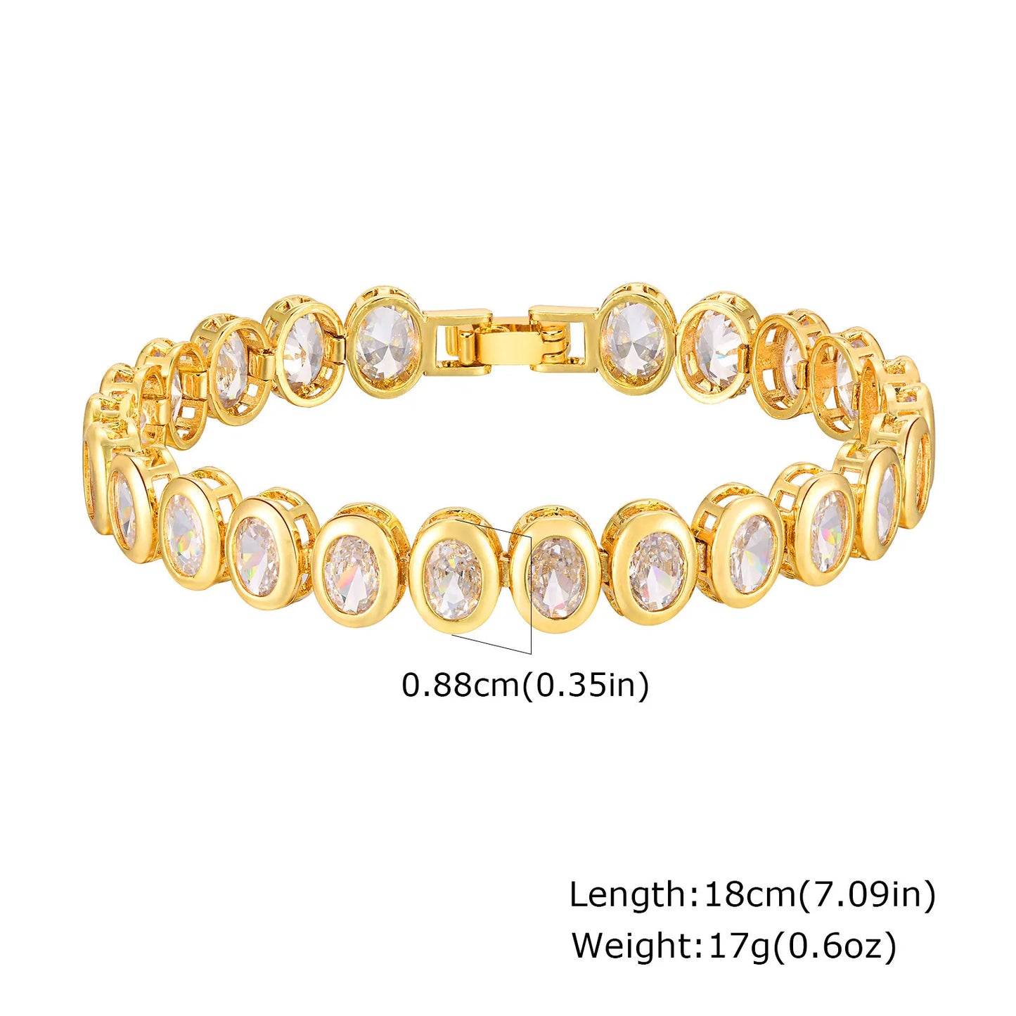Vnox  Block Chain Bracelets For Women Cubic Zirconia Inlay, Gold Plated Fashion Charm Jewelry Gifts To Girlfriend