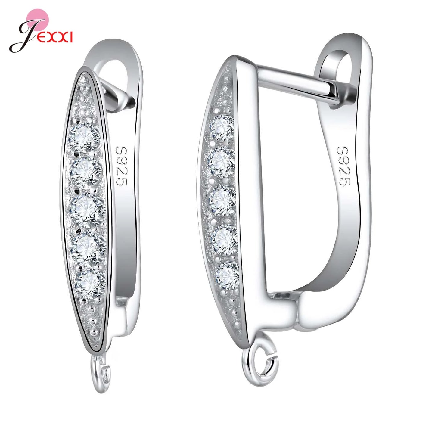 Trendy 925 Sterling Silver Earring Hooks For DIY Jewelry Makings Cubic Zirconia Earring Clasps Accessories