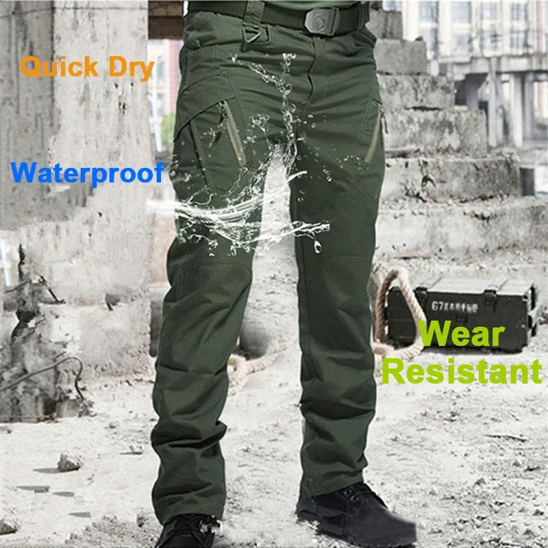 Men’s Waterproof Cargo Pants Multi-Pocket Training Trousers