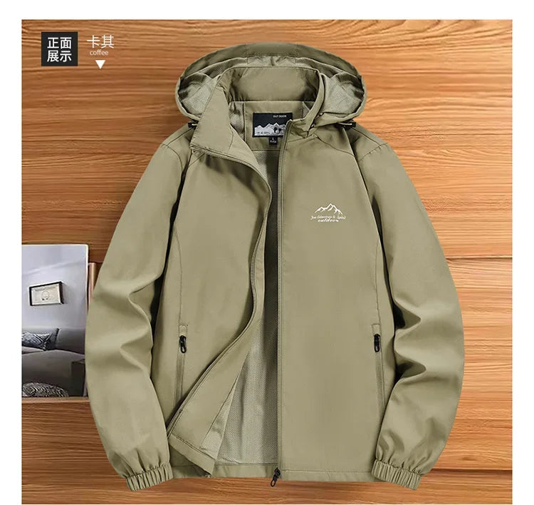 Men’s Hooded Windbreaker Jacket – Autumn Winter Casual Coat