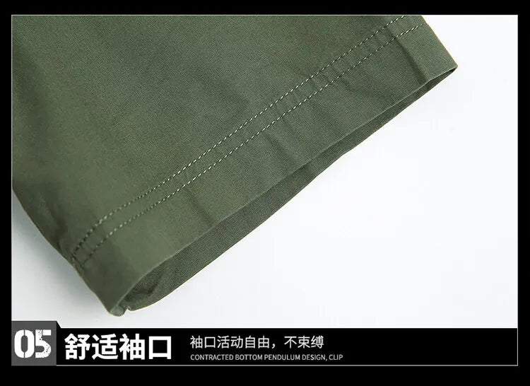 Men Cargo Shirt Short Sleeve Casual Cotton Work Shirt