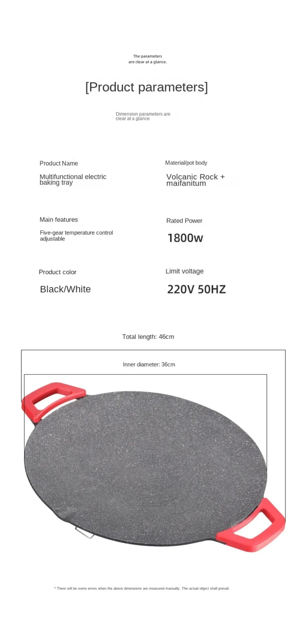 Smokeless Electric Frying Pan & Grill – Nonstick 5-Temp