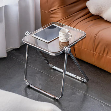 Foldable Transparent Square Table – Modern Office & Home