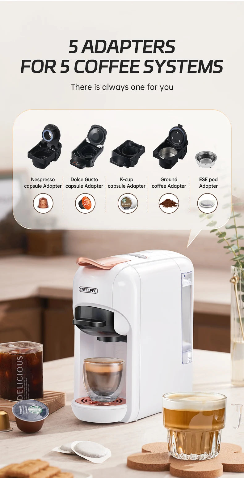 Cafelffe 5-in-1 Capsule Coffee Machine 19Bar