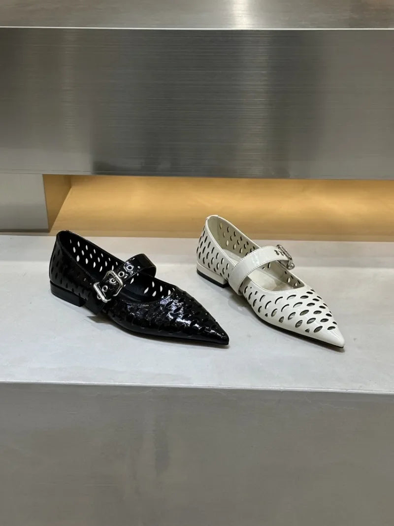 Women Sandals Pointed Toe  Flats Hollow Loafers Shoes