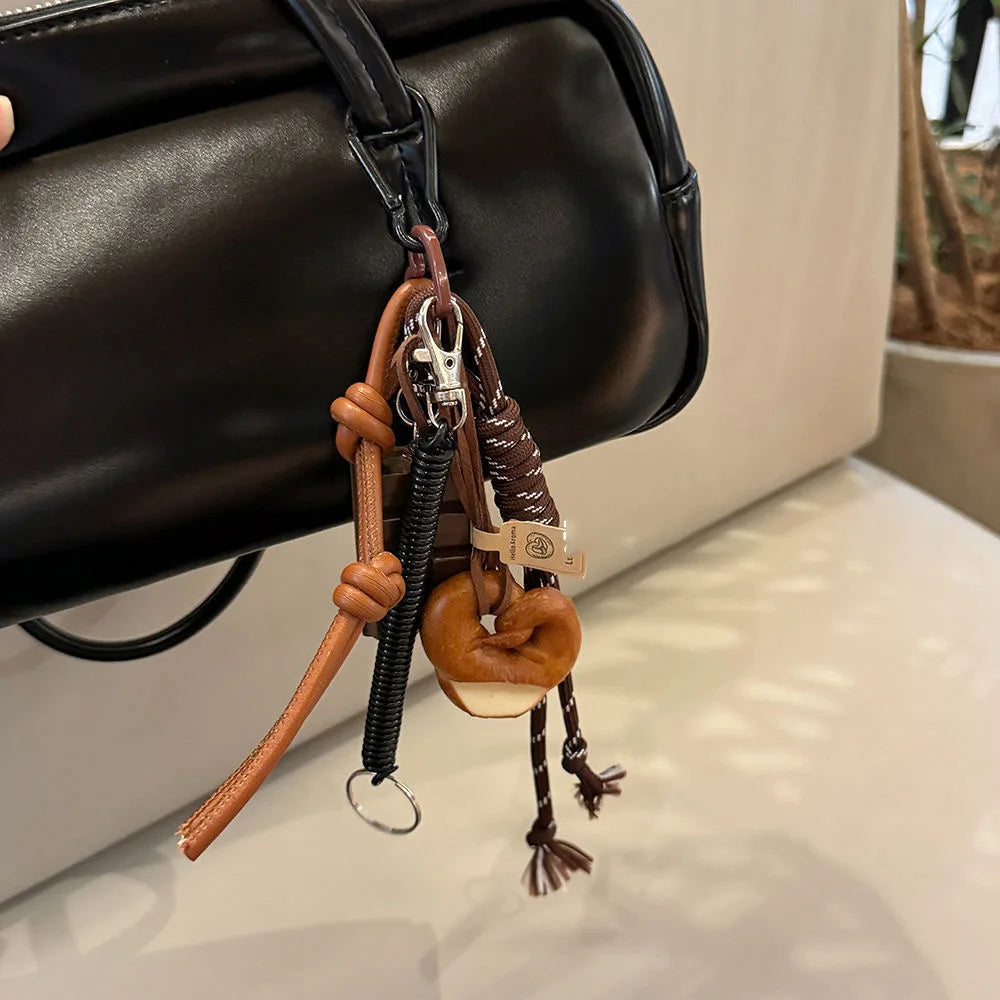 Sausage Dog Bear Keychain Braided Rope Baseball Bread Bead Pendant Mobile Bag Bag Fashion Accessories New Year Gift For Girl Kid