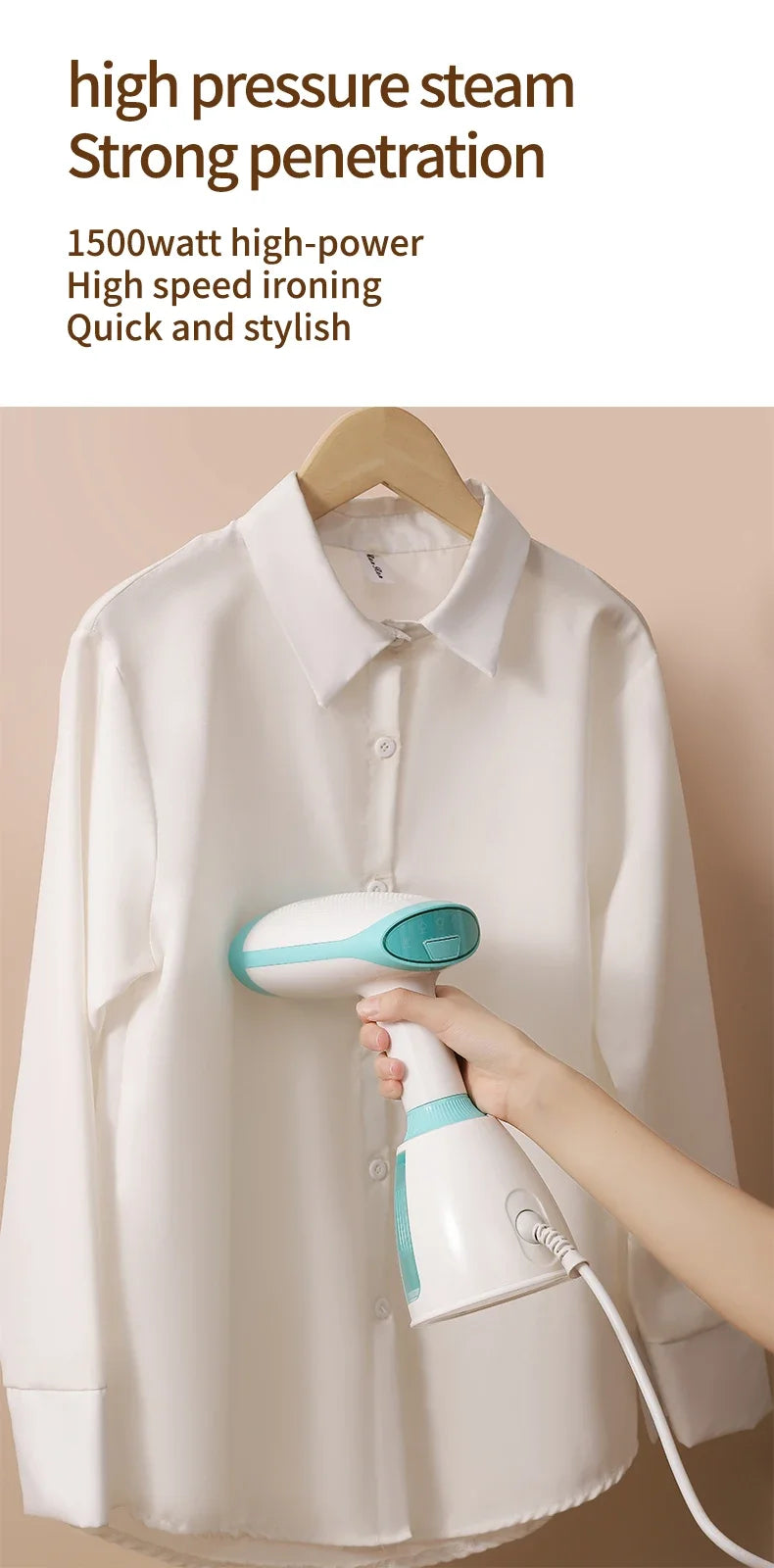 1500W Portable Handheld Clothes Steam Iron 280ml