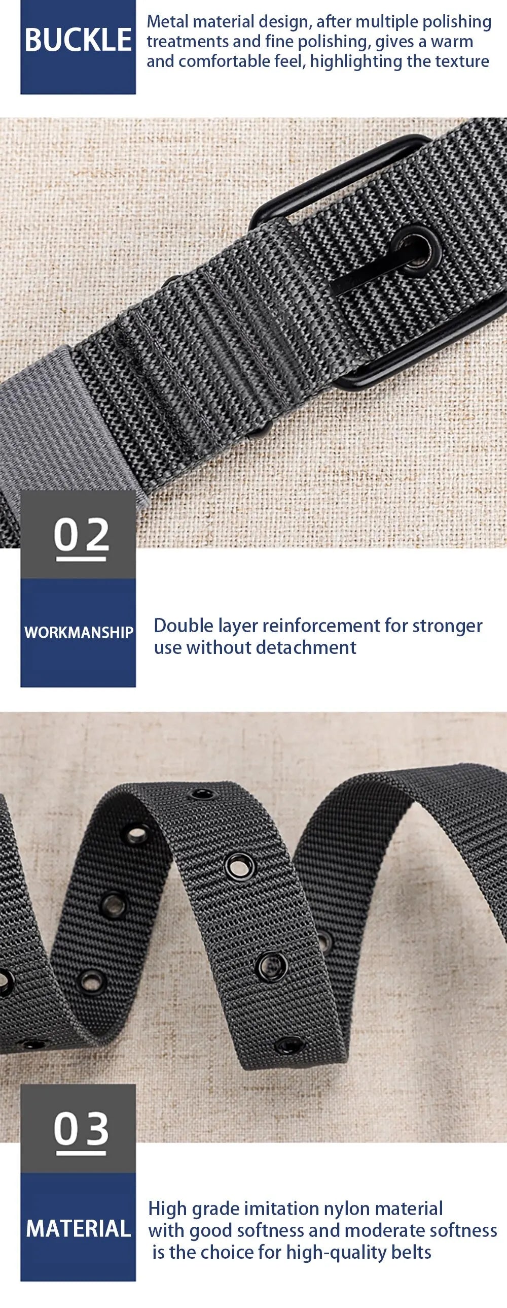 Canvas Pin Buckle Eyelet Belt Casual