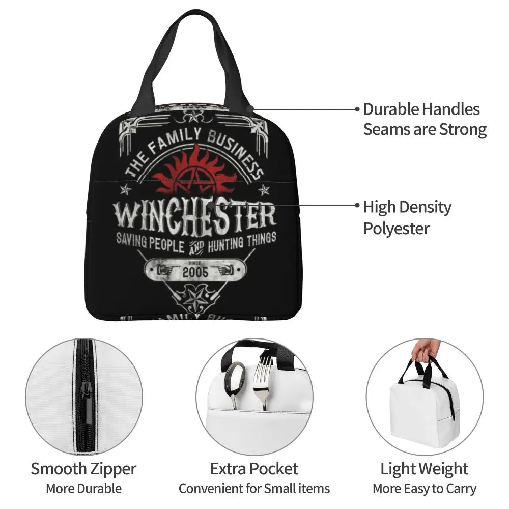 Supernatural Insulated Lunch Tote Bag for Women The Family Business Winchester Things Cooler Thermal Bento Box Outdoor Camping