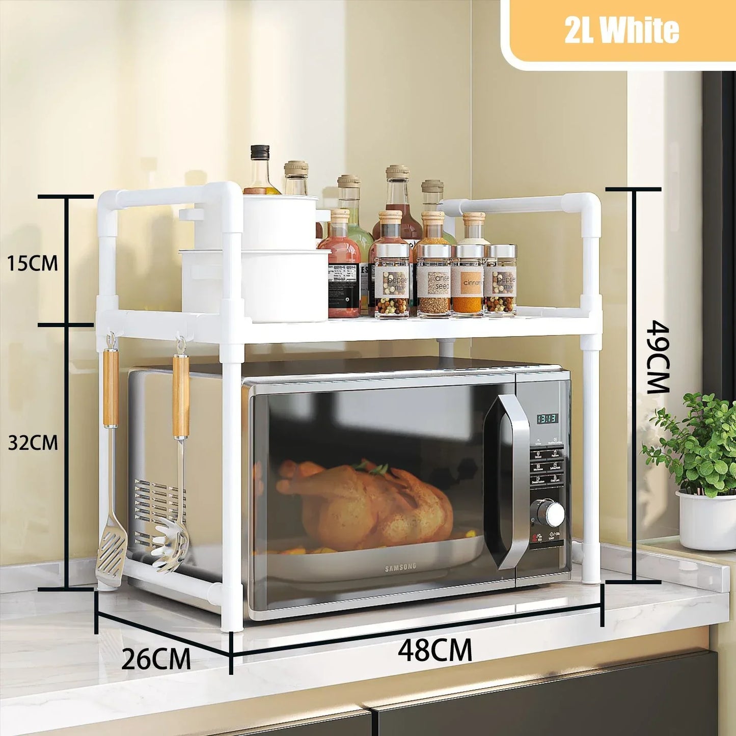 2-Tier Kitchen Microwave & Seasoning Storage Rack