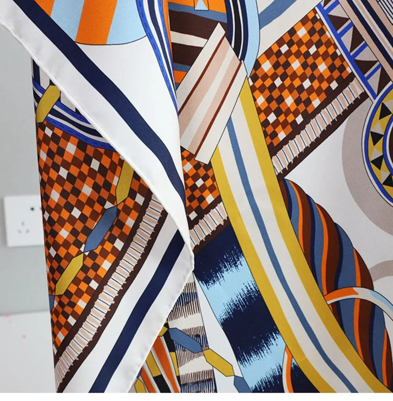 100% Silk Square Scarf – Fashion Neckerchief & Shawl 88cm