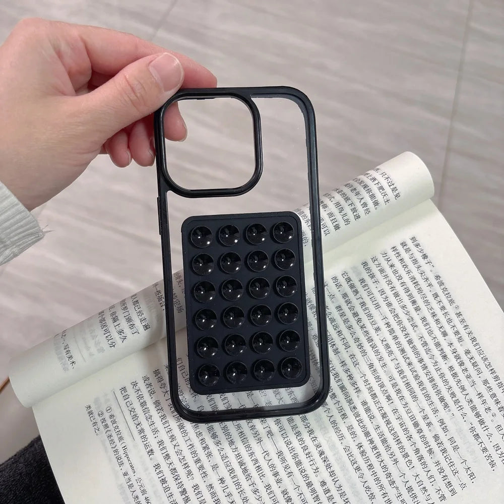 3D Suction Airbag iPhone Case – Shockproof Transparent Cover