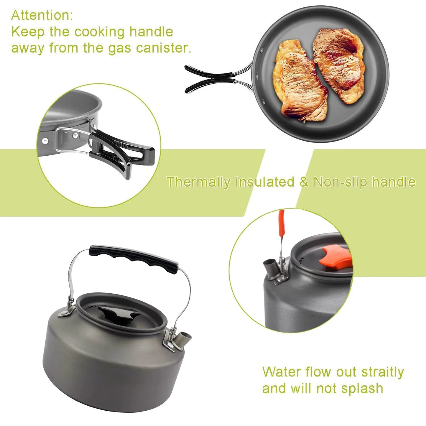 Outdoor Camping Cookware Set – Stainless Steel Pot & Kettle