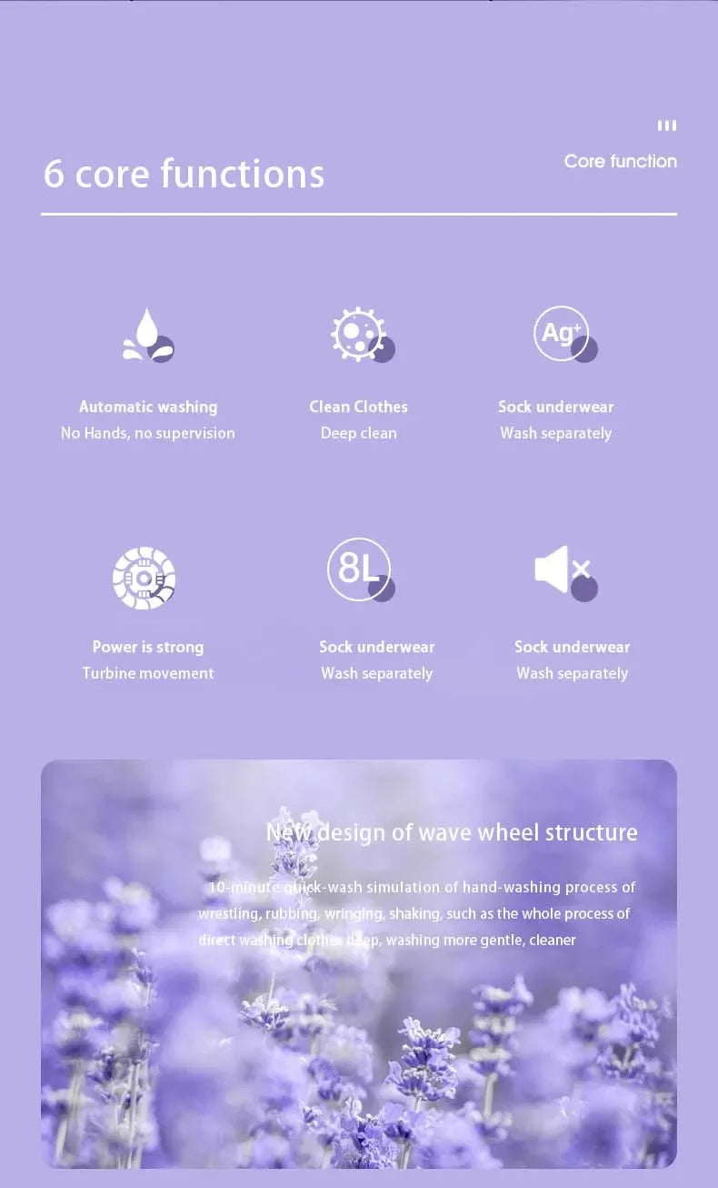 8L Portable Folding Mini Washing Machine