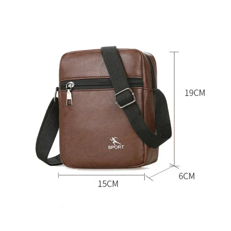 Vintage Messenger Bag Men PU Leather Business Worker Shoulder Bag Brown Black Man Crossbody Bag Male Handbag Gift for Husband