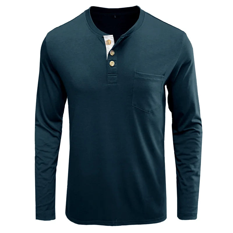 Men’s Casual Long Sleeve Elastic T-Shirt