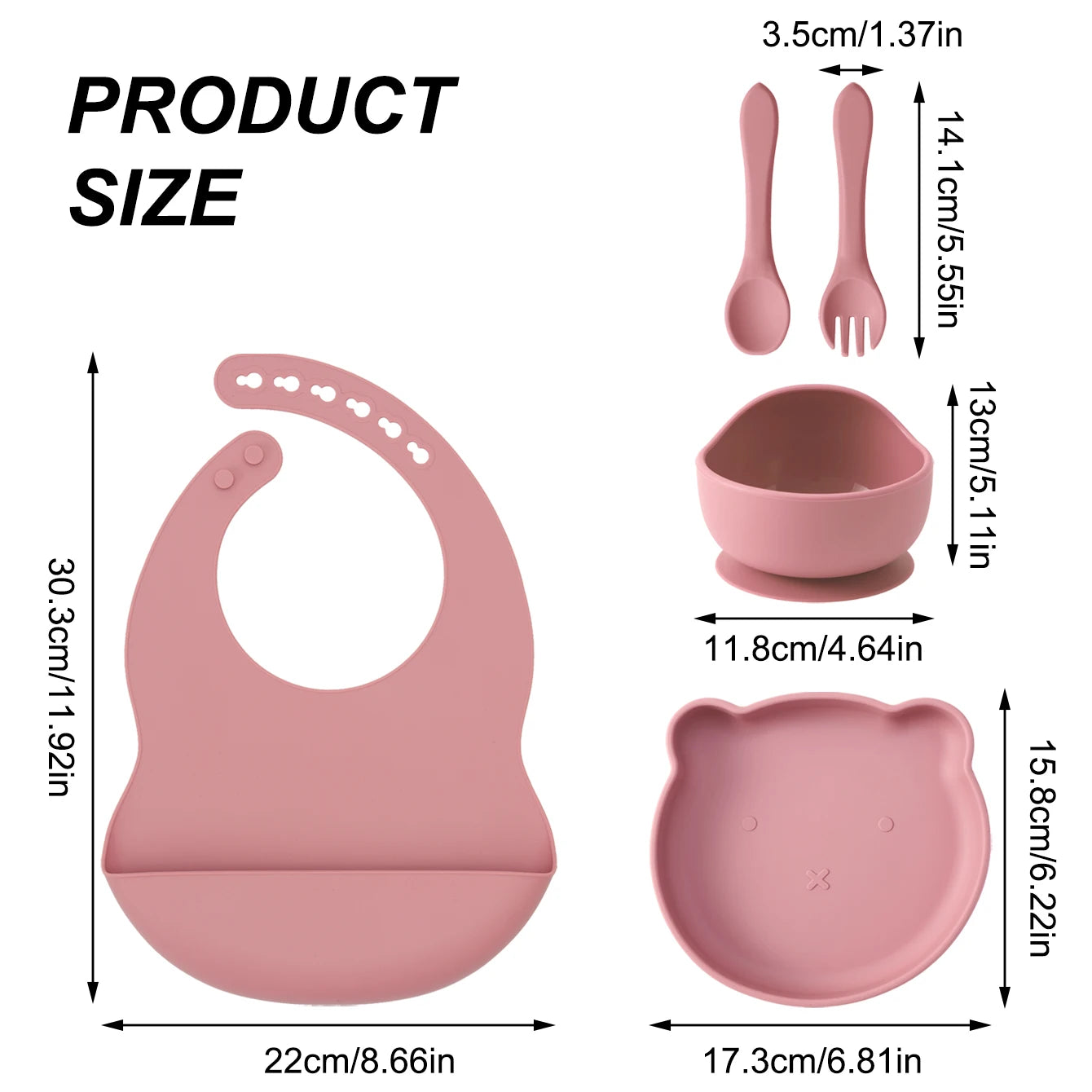 Kids 5PCS Silicone Feeding Set – BPA Free Dinnerware