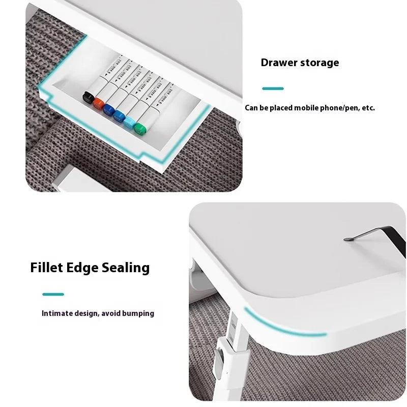 Modern Wooden Office Desk with Keyboard Shelf & Wheels